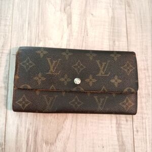 Louis Vuitton Monogram Portefeiulle Sarah LongBifold Wallet Brown Women's